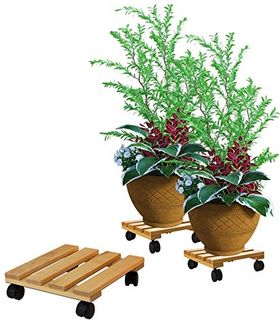 BigDean Blumentopfuntersetzer Pflanzenroller eckig Buchenholz Holz 30cm 120Kg Rolluntersetzer, Zubehör für Blumentöpfe, Möbel, Tonnen, Kübel, Set, 3-tlg, 3stk 30 x 30 cm, 120kg Tragfähig