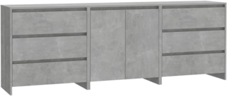 vidaXL 3-tlg. Sideboard Betongrau Holzwerkstoff [3098068]