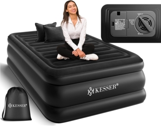 KESSER® Aufblasbare Matratze Luftbett mit eingebauter elektrischer Pumpe integrierte erhöhte aufblasbare Matratze für Übernachtungsgäste mit Aufbewahrungstasche Schwarz, Einzel