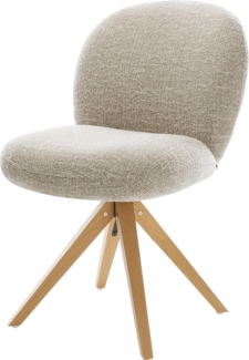 Drehstuhl Nube-Flex Webstoff Soft Beige Holzgestell kantig Natur 180° drehbar Taschenfederkern