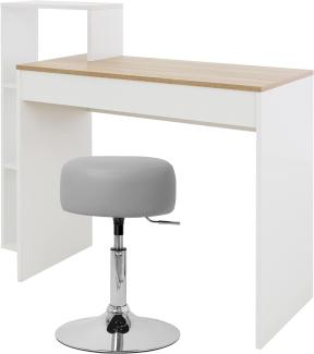 ML-DESIGN Schreibtisch Arbeitstisch mit Regal 3 Einlegeböden 2in1 System für Arbeitszimmer (Komplett-Set), Bürotisch Computertisch PC Tisch Laptoptisch mit Sitzhocker Homeoffice