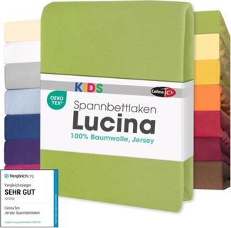 CelinaTex Jersey Spannbettlaken Lucina für Kids Dreierpack 60x120-70x140 cm grün 100% Baumwolle gekämmt superweich Oeko-TEX