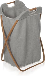 Möve Bamboo Klappbarer Wäschekorb 38 x 40,5 x 67,5 cm aus Bambus mit Canvas, Grey