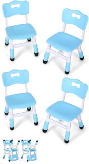 Clevich Kinder Schreibtischstuhl, Kinderstuhl Plastik bis 100KG, Kinder Stuhl Höhenverstellbar, mit Rückenlehne, ab 2 Jahr, Schule, Kinderzimmer, Tagespflege, Kindermöbel (Blau, 4PCS)