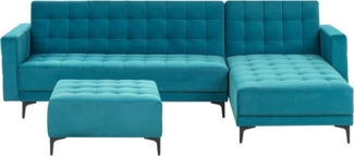Modul Eckschlafsofa ABERDEEN Samtstoff Seeblau 4-Sitzer linksseitig