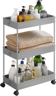Songmics Rollwagen, Küchenwagen mit 3 Ebenen, Küchenregal, Nischenregal auf Rollen, schmal, Badregal, platzsparend, für Badezimmer, Küche, Cutout-Design, 40 x 22 x 60 cm, grau KSC009G01