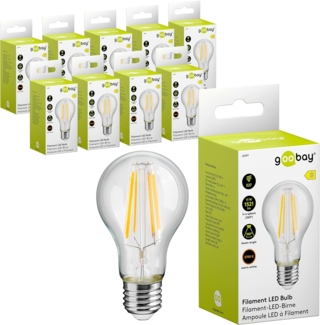 goobay 74097 Filament LED Birne 4W / Kerzenform/Glühbirne warmweißes Licht 2700K / LED Birne für Kronleuchter/Lampe mit geringer Wärmeentwicklung/Nicht dimmbar / 4kWh/1000h Kristallklar / 2 Stück