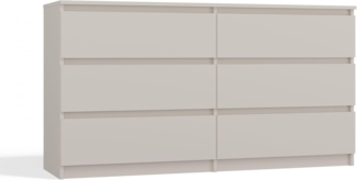 CDF Kommode Malwa M6 140 | Farbe: Kaschmir (beige) | Schrank für Dokumente, Kleinigkeiten | Ideal für Wohnzimmer, Schlafzimmer, Kinderzimmer, Jugendzimmer und Büro | 6 geräumige Schubladen