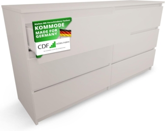 CDF Kommode Malwa M6 140 | Farbe: Kaschmir (beige) | Schrank für Dokumente, Kleinigkeiten | Ideal für Wohnzimmer, Schlafzimmer, Kinderzimmer, Jugendzimmer und Büro | 6 geräumige Schubladen