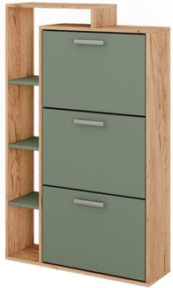 Vicco Schuhkipper Orlando, Goldkraft Eiche/Grün, 80 x 128.3 cm mit 3 Fächern