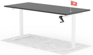 manuell höhenverstellbarer Schreibtisch EASY 180 x 80 cm - Gestell Weiss, Platte Anthrazit