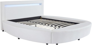 Vente-unique - Rundes Bett 160 x 200 cm – mit LEDs – Kunstleder – Weiß – ABULIS III