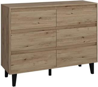 Vicco Sideboard Bahia Eiche 120 x 92 cm mit 6 Schubladen