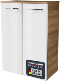 Fackelmann MILANO Doppel Midischrank 60 cm, Braun hell/Weiß