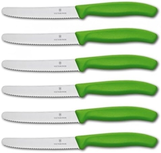 Victorinox | Tafelmesser Set Swiss Classic | 6-teilig | ergonomische Griffe | spülmaschinenfest | Farbe: Grün | ideal für den täglichen Gebrauch