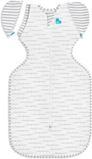 Love To Dream Swaddle UP, Baby Swaddle, Idealer Stoff für Moderate Temperaturen (20-24°C), Patentiertes abnehmbares Flügeldesign, Strampler Overall, XL (11-14kg), Weiß