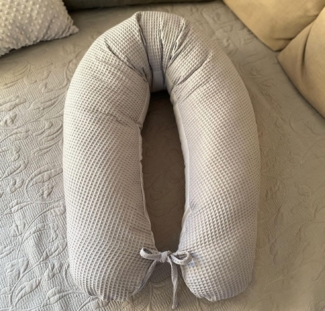 Loolay Stillkissen WAFFELPIQUE/ GLATT Schwangerschaftskissen Seitenschläferkissen Kissen, Baumwolle M/ L u. L/ XL Kissen + Waffelstoff BEZUG abnehmbar Reißverschluss, 170 und 190 cm Lagerungskissen Geschenk GRAU MINZE ROSA GELB, 100% Europäische PREMIU...