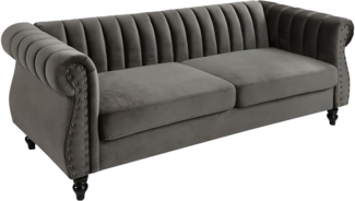Vente-unique - Chesterfield-Sofa - 3-Sitzer - Samt - Grau - TRUMBO