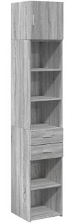 Hochschrank Holzwerkstoff Schmal Grau Sonoma 40 x 42,5 x 225 cm