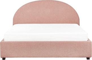 Bett mit Stauraum VAUCLUSE 160 x 200 cm Bouclé Pastellrosa