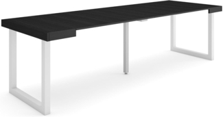 Skraut Home | Ausziehbarertisch | Multifunktionaler ausziehbarer | 260 | Für 12 Gäste | Massivholz Beine | Moderner Stil | Schwarz