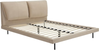 Vente-unique - Bett 140 x 190 cm - Samt - Taupe - IBEDIA