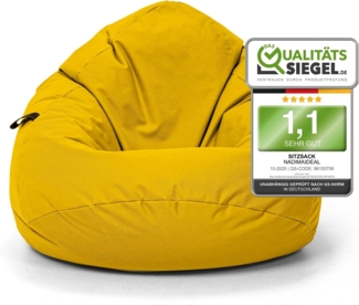 Nadimaideal Sitzsack Tropfenform Kastanie | Bodenkissen für Kinder & Erwachsene | Indoor & Outdoor | Gaming Sitzsack - Sitzkissen - Beanbag | Füllung EPS Perlen (Gelb, XXL-Durchmesser 88 cm)