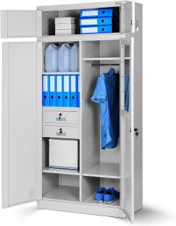 Mehrzweckschrank C117 Aktenschrank Büroschrank Metallschrank Spind Geheimfach Schubladen Stahlblech abschließbar 185 x 90 x 50 cm (grau/grau)