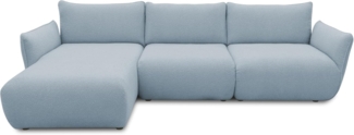 DOMO. collection Ecksofa 800 022, Modulsofa in L-Form mit Taschenfederkern und attraktiver Biese-Naht, Sofa, Polsterecke, Eckcouch 276 x 168 x 79 cm (BxTxH), hellblau