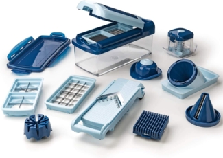 Genius Nicer Dicer Fusion Smart Set 16 Teile - Gemüseschneider & Spiralschneider zum Gemüse schneiden mit Twist, Slicer, Julietti aus TV-Werbung - Ideal als Chopper Gemüsehobel