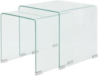 vidaXL Zweiteiliges Satztisch-Set aus gehärtetem Glas Transparent 244191