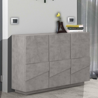 Dmora - Kommode Elia, Multifunktions-Wohnzimmer-Buffet, 3-türiges Wohnzimmer-Sideboard, 100 % Made in Italy, 121 x 38 x 86 cm, Zement,