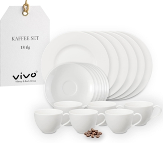 vivo Villeroy & Boch Group Kaffeeservice Basic White (18-tlg), 6 Personen, Fine China-Porzellan, Made in Germany, Fine China Porzellan