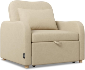 Nalui Buddy 1-Sitzer-Sofa, 3-in-1, 92 x 97 x 90 cm, mit Verstellbarer Rückenlehne, 2 Positionen und Kissen, Einzelschlafsofa aus Leinen, belastbar bis 200 kg, Liegesessel mit Armlehnen, Beige