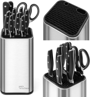 JOEJI’S KITCHEN Messerblock Messerblock ohne Messer mit extra Schlitzen Rostfreier Edelstahl