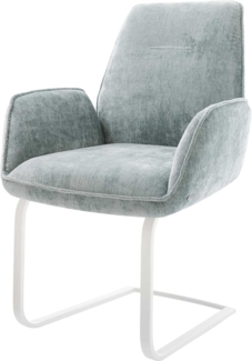Freischwinger Zoa-Flex Chenille Pastellblau Freischwinger flach Weiß Taschenfederkern