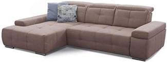 Cavadore Ecksofa Mistrel mit Schlaffunktion, L-Form Sofa mit leichter Fleckentfernung dank Soft Clean, geeignet für Haushalte mit Kindern, Haustieren, 273 x 77 x 173, hellbraun