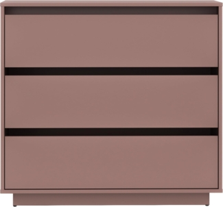 Forte Tahoe Kommode 90 100, minimalistische Kommode mit 3 Schubladen, Wohnzimmer, Schlafzimmer, Holzwerkstoff, Terrakotta, 93,5 cm breit x 96,7 cm hoch x 41,4 cm tief