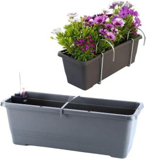 Blumenkasten mit Wasserspeicher Bergamot Balkon Kasten Pflanz Kübel Gefäß 50 cm anthrazit