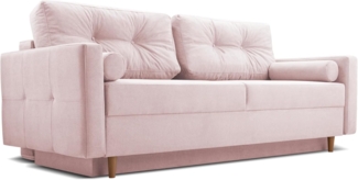 Schlafsofa Sofa Pastella Couch Ausklappbares Sofa Schlaffunktion Bettkasten - Kissen Bettzeugbehälter Hilfsautomat - Wohnzimmer, Gästezimmer Modern Design (Queens 19 Rosa)