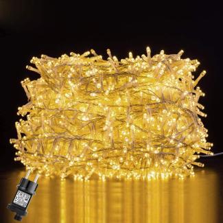 GlobaLink 1000LED Weihnachtsbeleuchtung Außen, 25M Lichterkette Außen Strom Cluster Lichterkette Warmweiß Wasserdicht IP44 mit 8 Modi für innen und außen Weihnachten Geländer Balkon Garten Dekoration
