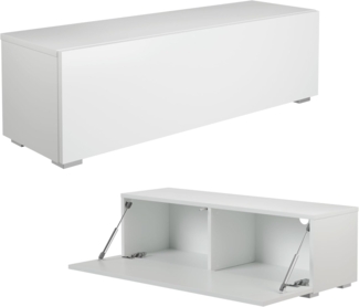 PLATAN ROOM Fernsehschrank TV-Lowboard 105/140 / 160/210 / 280 In Weiß Hängend Oder Stehend Hochglanz Matt (105 x 30 x 32, Weiß Matt/Weiß Matt)