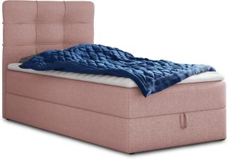 Boxspringbett Best Mini mit Bettkasten und Matratzentopper - Einzelbett mit Bonell-Matratze und Topper, Polsterbett, Bett, Schlafzimmer (Pink (Inari 52), 90 x 200 cm)