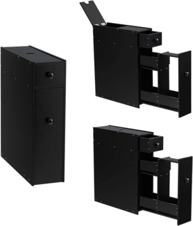 COSTWAY Beistellschrank, Schmaler Badschrank, Seitenschrank, Standschrank (Schwarz)…