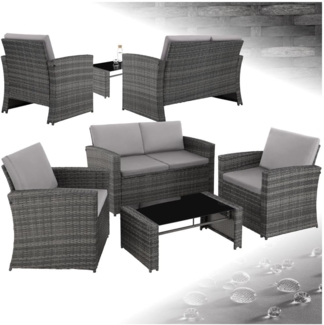 tectake Loungeset Rattan Lounge, (Set, 5-tlg), für 4 Personen