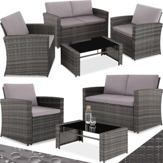 tectake Loungeset Rattan Lounge, (Set, 5-tlg), für 4 Personen