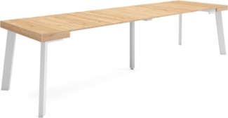 Skraut Home | Ausziehbarertisch | Multifunktionaler ausziehbarer | 300 | Für 14 Gäste | Hölzerne Beine | Moderner Stil | Eiche