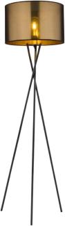 Tripod Stehlampe NUGGY mit Lampenschirm Gold und Netz Schwarz, Höhe 159cm