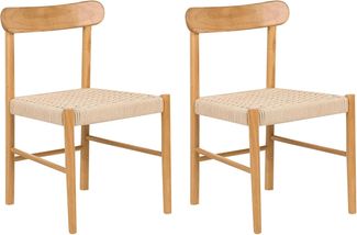 Esszimmerstuhl 2er Set EAGAN Holz Braun Beige