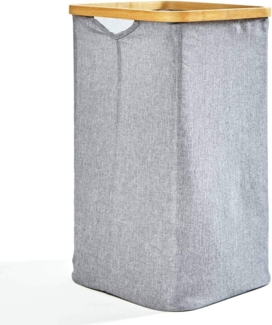 Wäschekorb eckig Bambus Baumwollleinen einfacher Aufbau Grau